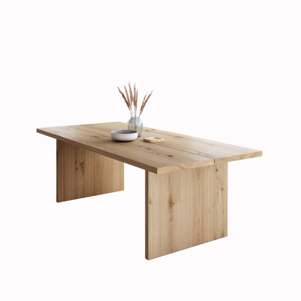 hærge Tilpasning Medicinsk 250 cm natur egetræsbord med pladeben - Mani Pine